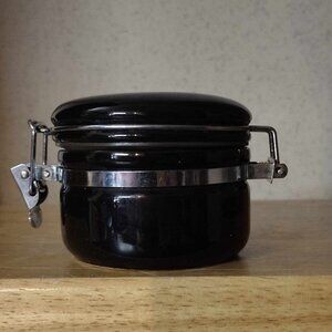 2 oz Black Airtight Ceramic Crock Container with Locking Lid